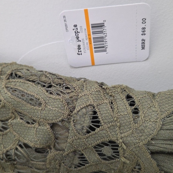Free People Adella Cami Olive Green Lace Ruffle Top - Picture 9 of 12